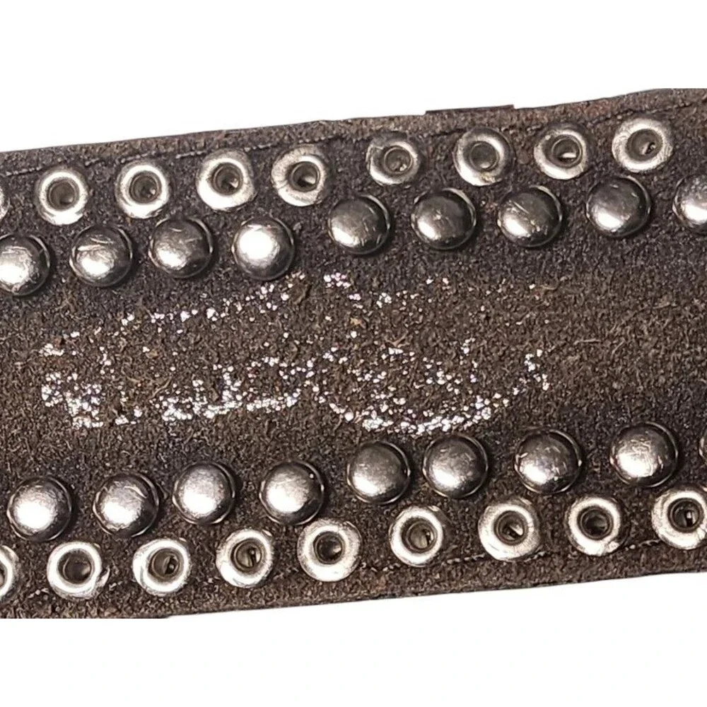 Vintage SPARKLE Leather Rhinestone Concho Belt Length 45